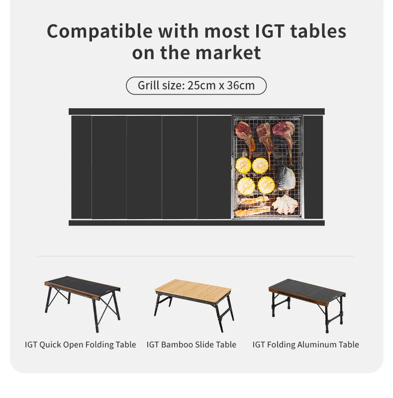Naturehike Camping Charcoal Grill for IGT Table Portable Folding Barbecue Grill with Tongs Outdoor Car Cooking BBQ Rack