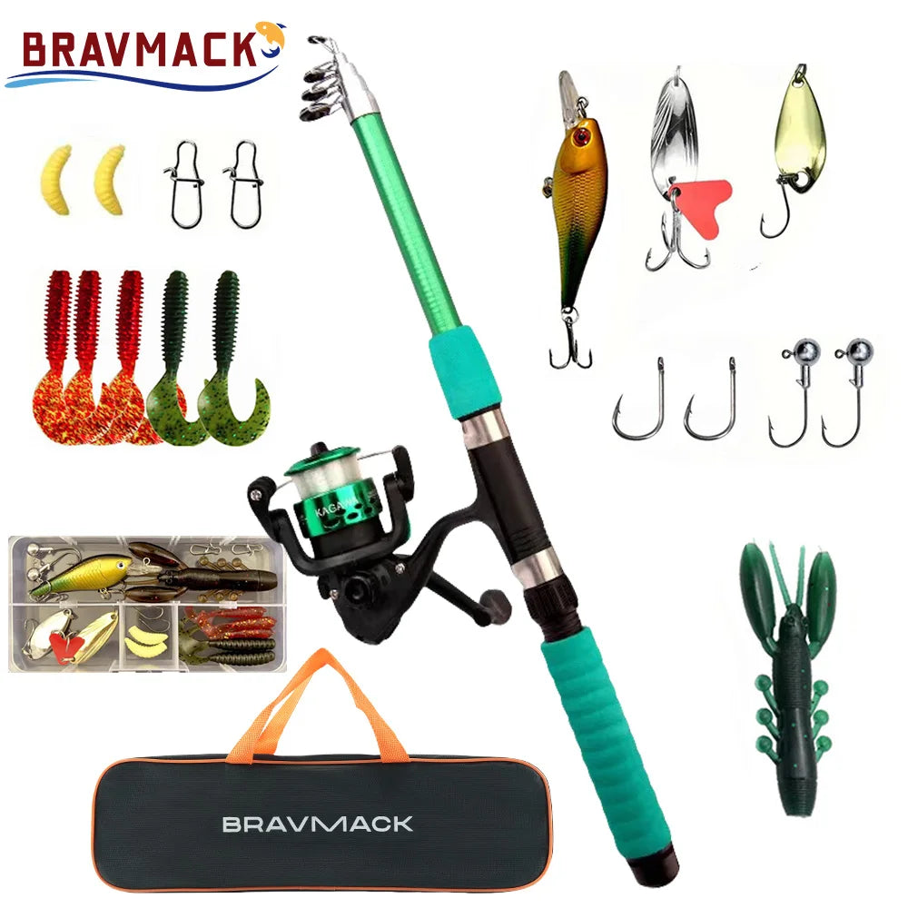 Fishing Pole Set Full Kits With Telescopic Fishing Rod