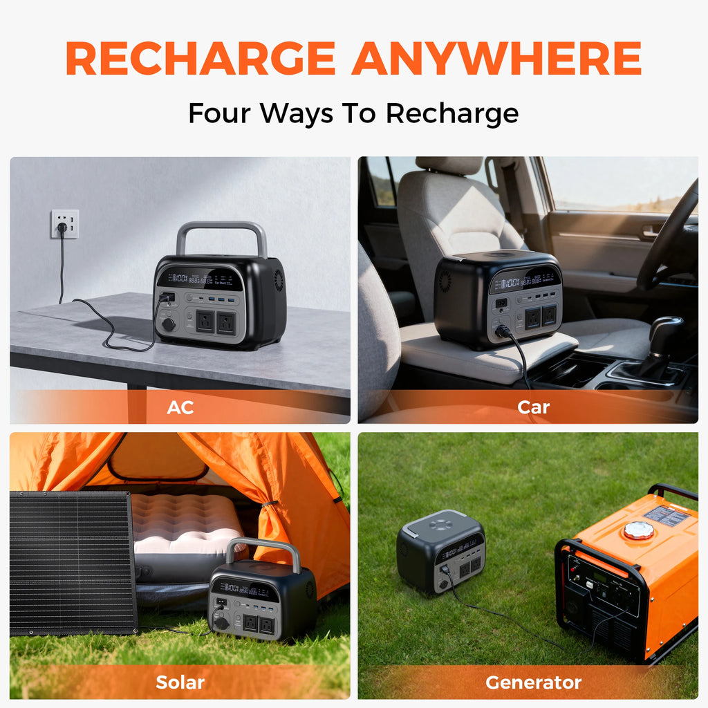 500W Portable Power Station 345.6Wh Solar Generator
