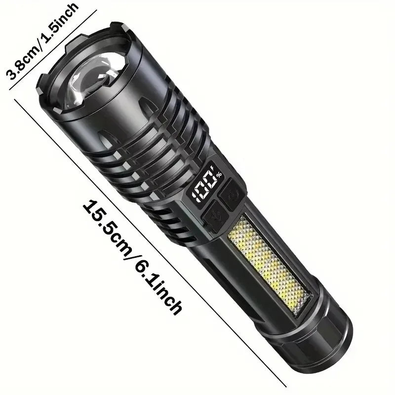 Super Bright COB LED Flashlight With Side Light