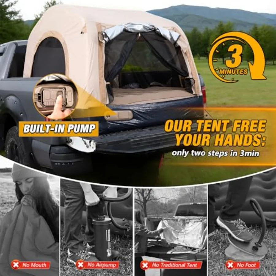 Pickup Truck Tent with Inflatable Mattress