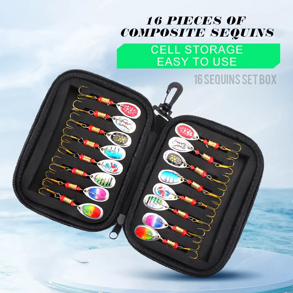 16pcs Metal Spinner Bait Fishing Lure Fishing