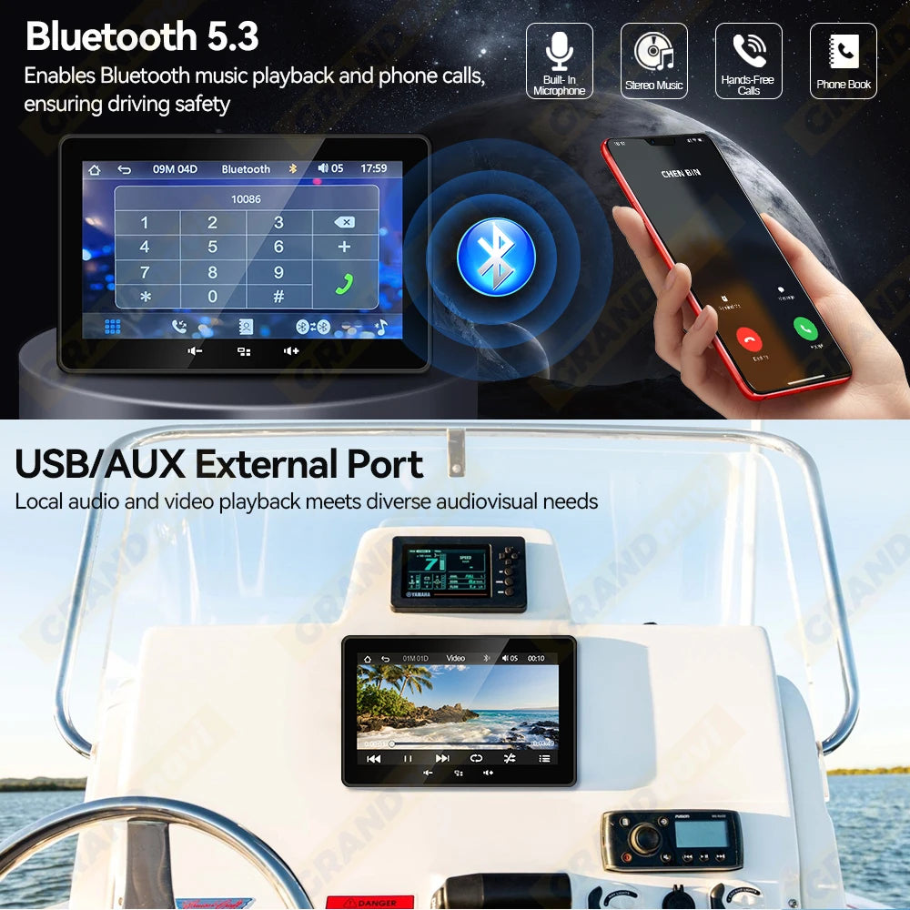 Wireless  Waterproof Bluetooth FM AM AUX For Boat