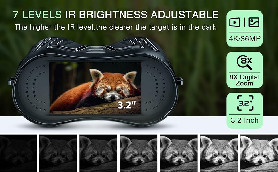 Night Vision Binoculars  8X Digital Zoom 1000ft HD 1080P with IR Illuminator & Video Recording